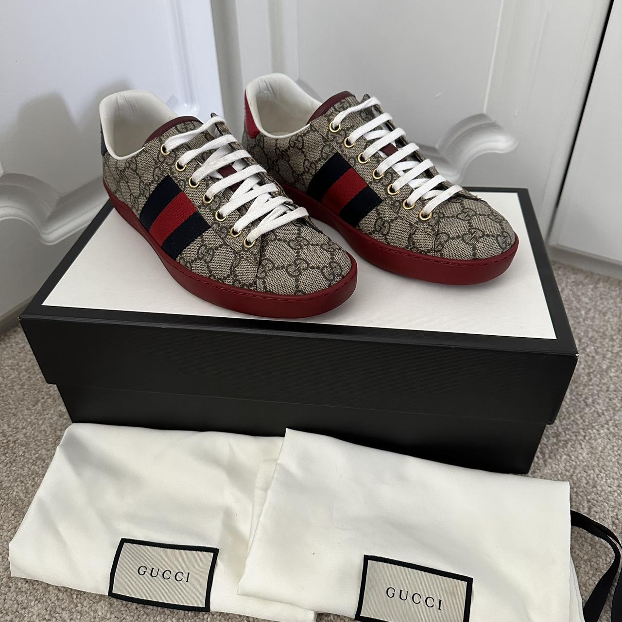 Gucci Women's Tan and Red Trainers | Depop