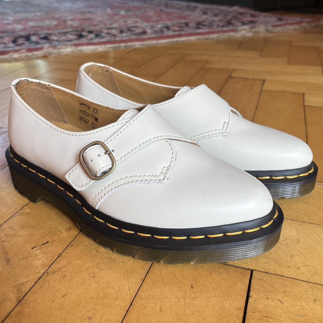 Martens white leather loafers with