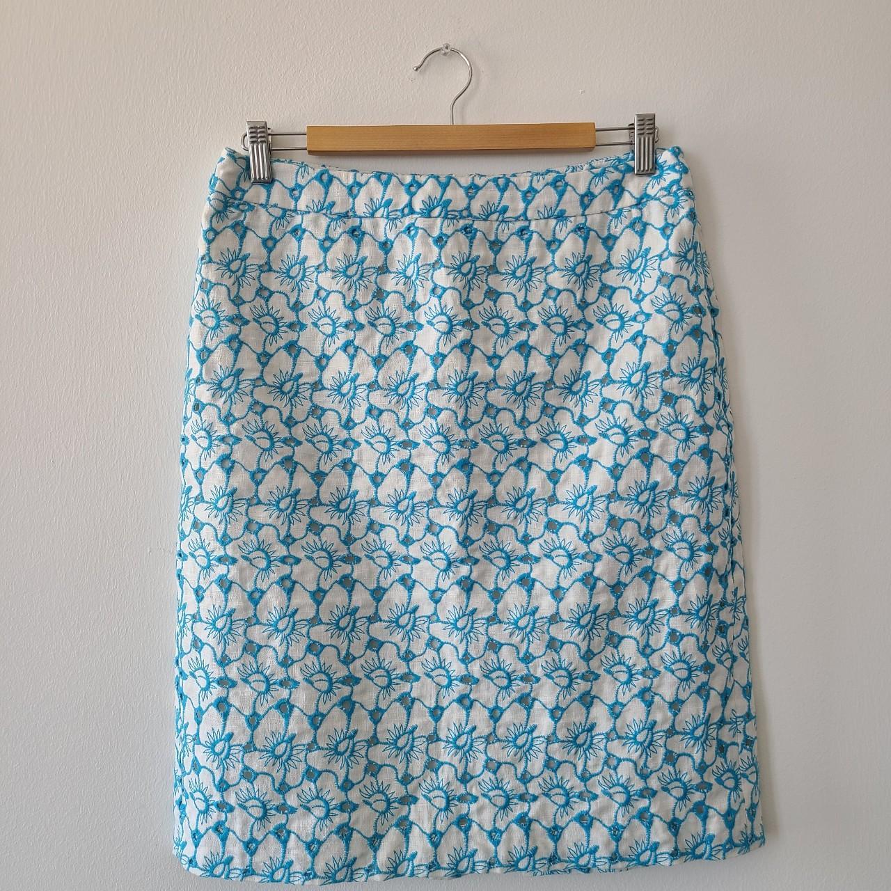 Talbots 100% Linen Embroidered Eyelet Pencil