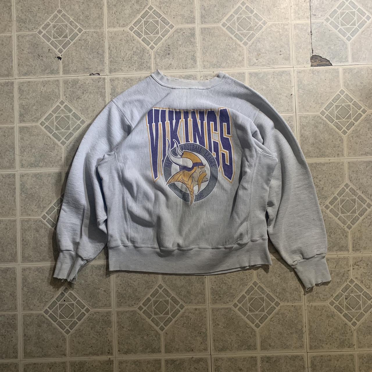 Vintage 90's Minnesota Vikings Crewneck Size: - Depop