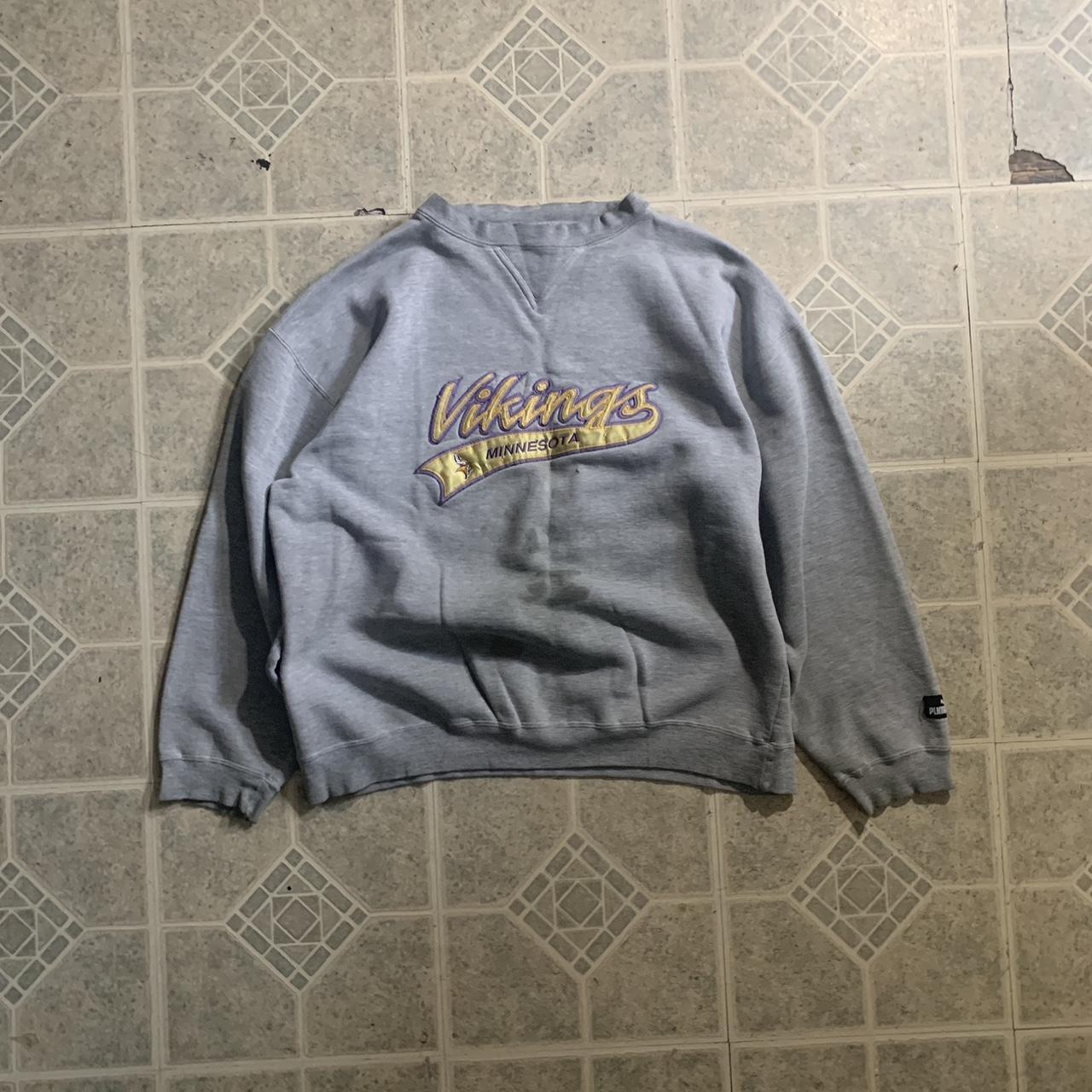 90s Vintage NFL Grey Vikings fleece Crewneck - Depop