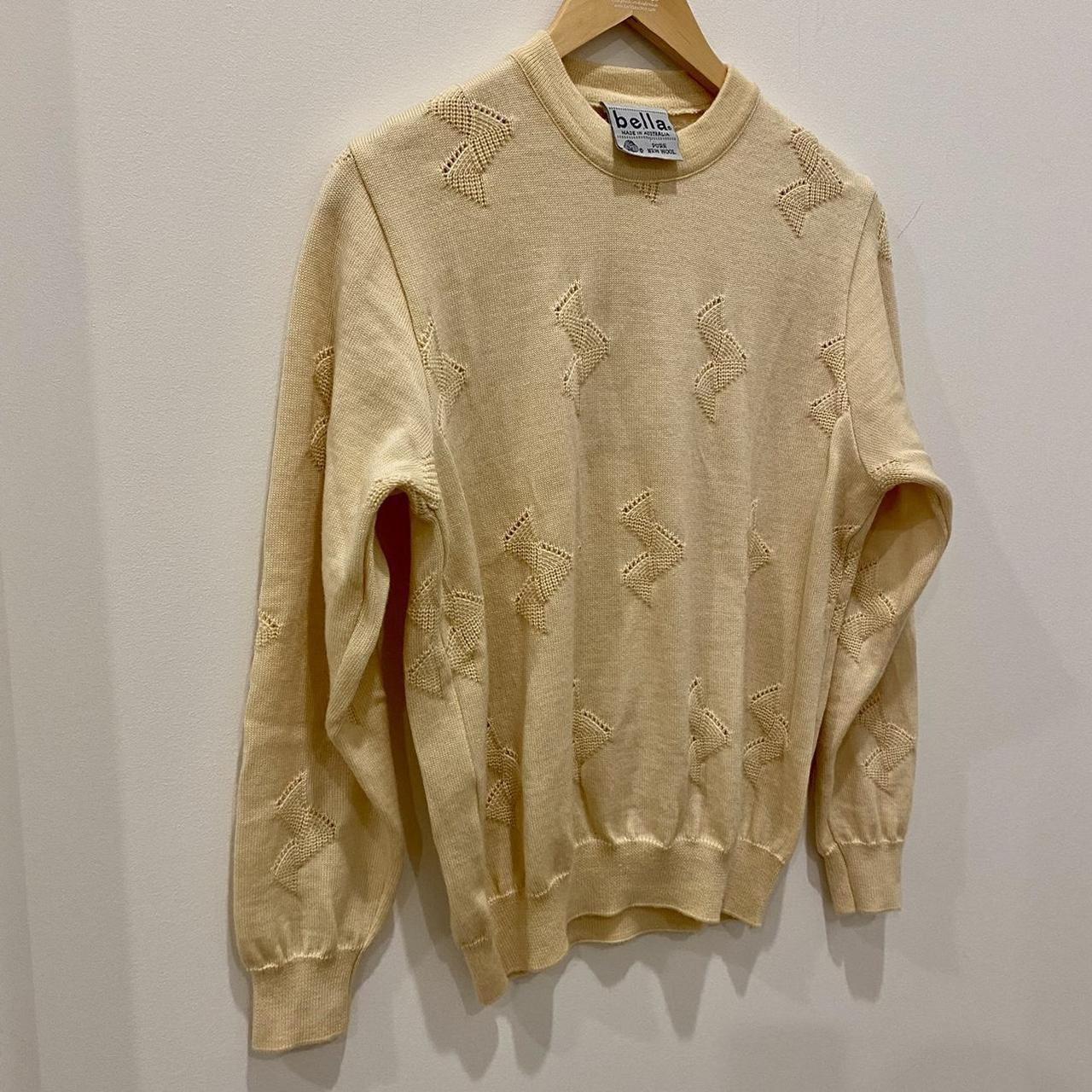 Vintage pastel yellow wool knit jumper Brand:... - Depop