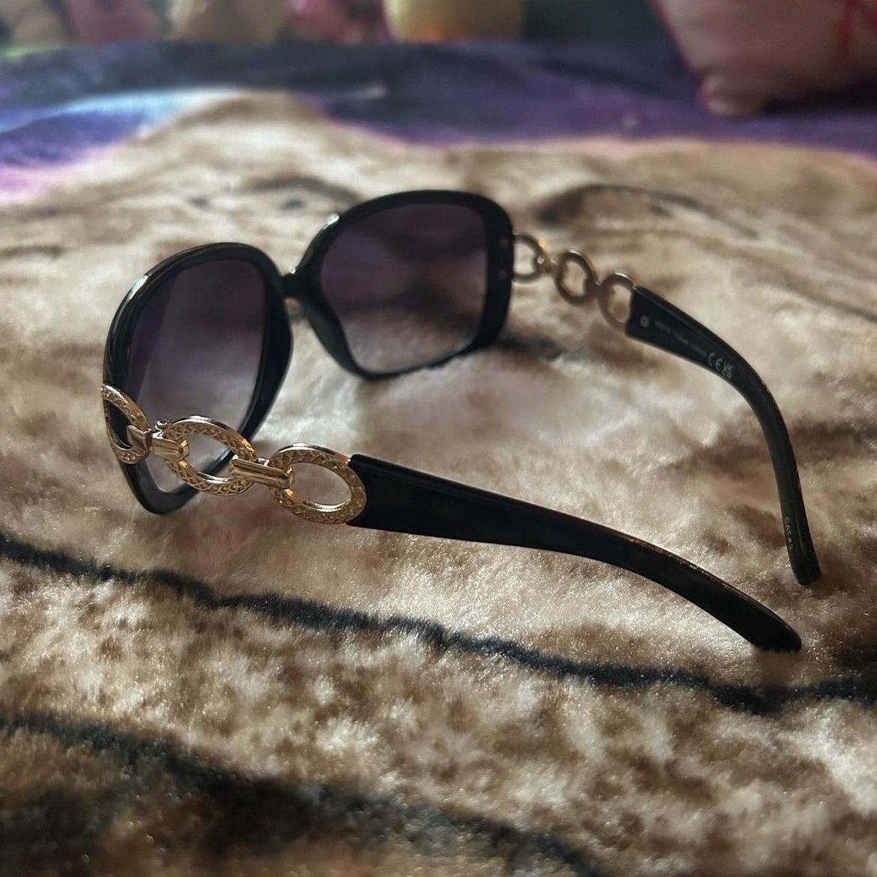 Women's Black and Gold Sunglasses Depop