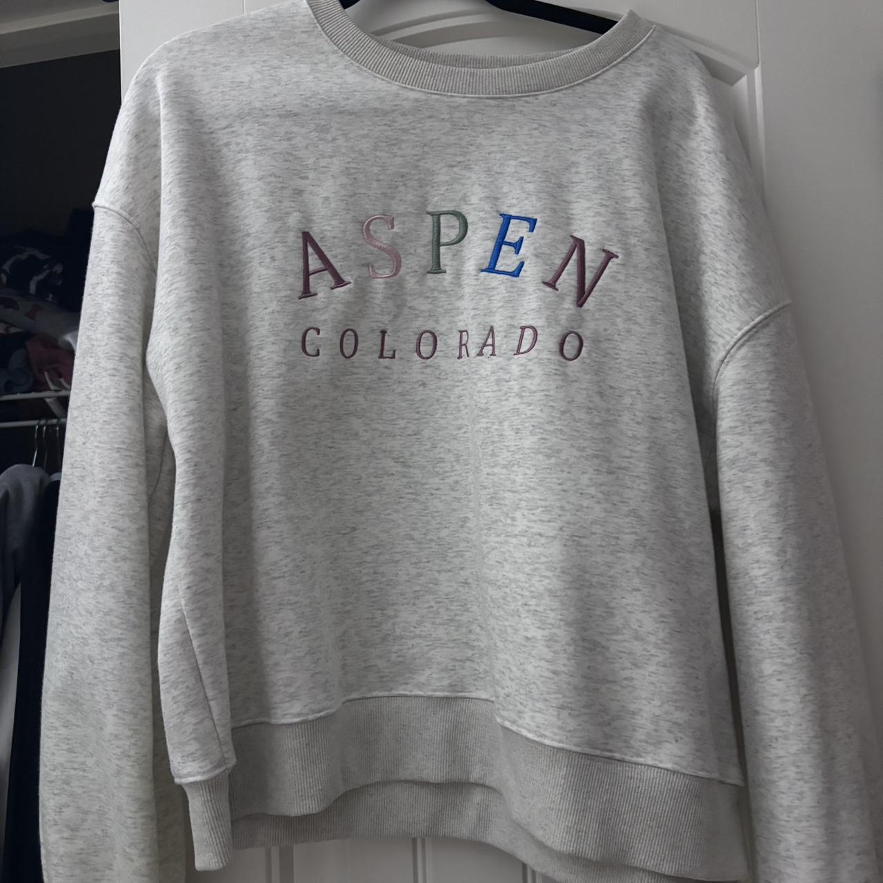 grey aspen colorado crewneck worn once, thick... - Depop