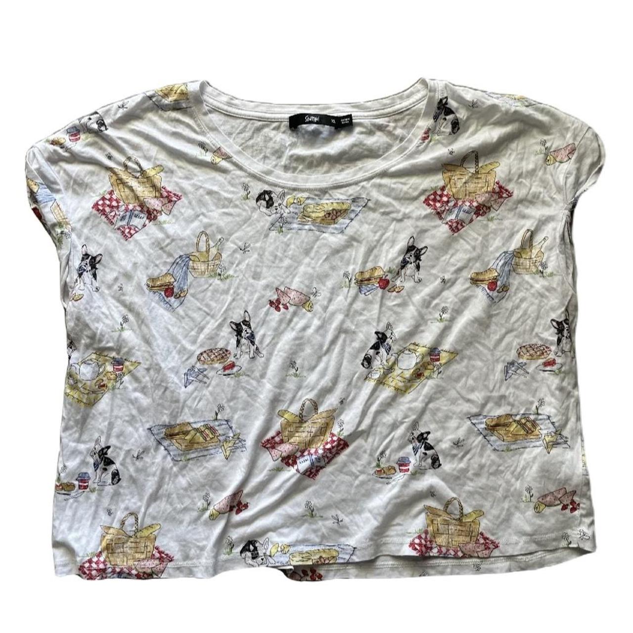 Sportsgirl Frenchie Dog Tshirt detailing with... Depop