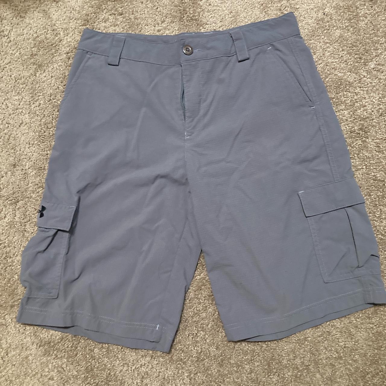 Under armour cargo shorts. Size S. Grey color. - Depop