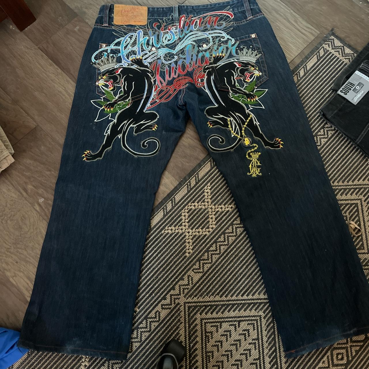 Cool Ed hardy panther jeans W-40 I-29.9 inches Don’t... - Depop