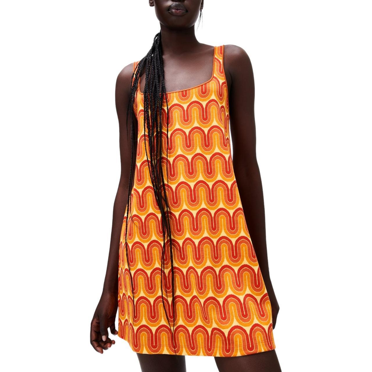 ZARA Geometric Print Knit Mini Dress Size Small on - Depop