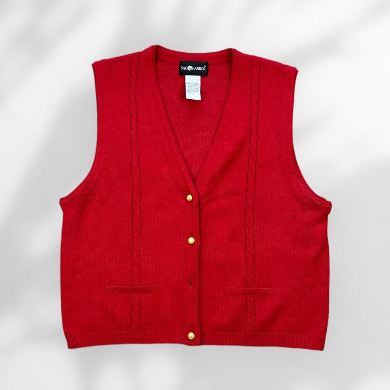 90s red sweater vest. vintage little grandpa vest.... - Depop