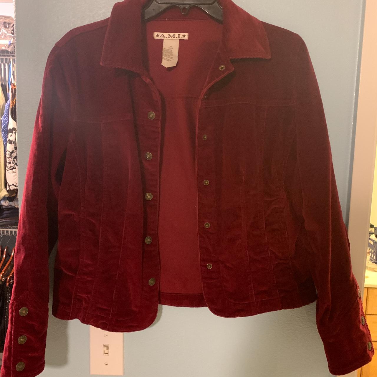 Vibrant Red A.M.I Corduroy button up jacket (Mainly... - Depop