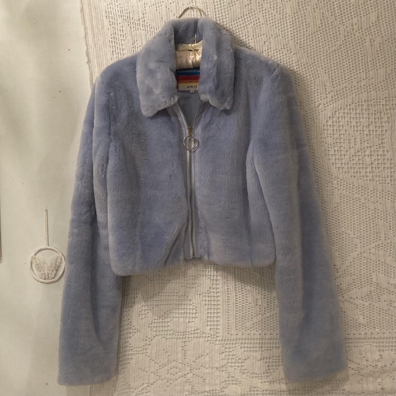 UNIF Cam faux fur coat with <3 zipper - Depop