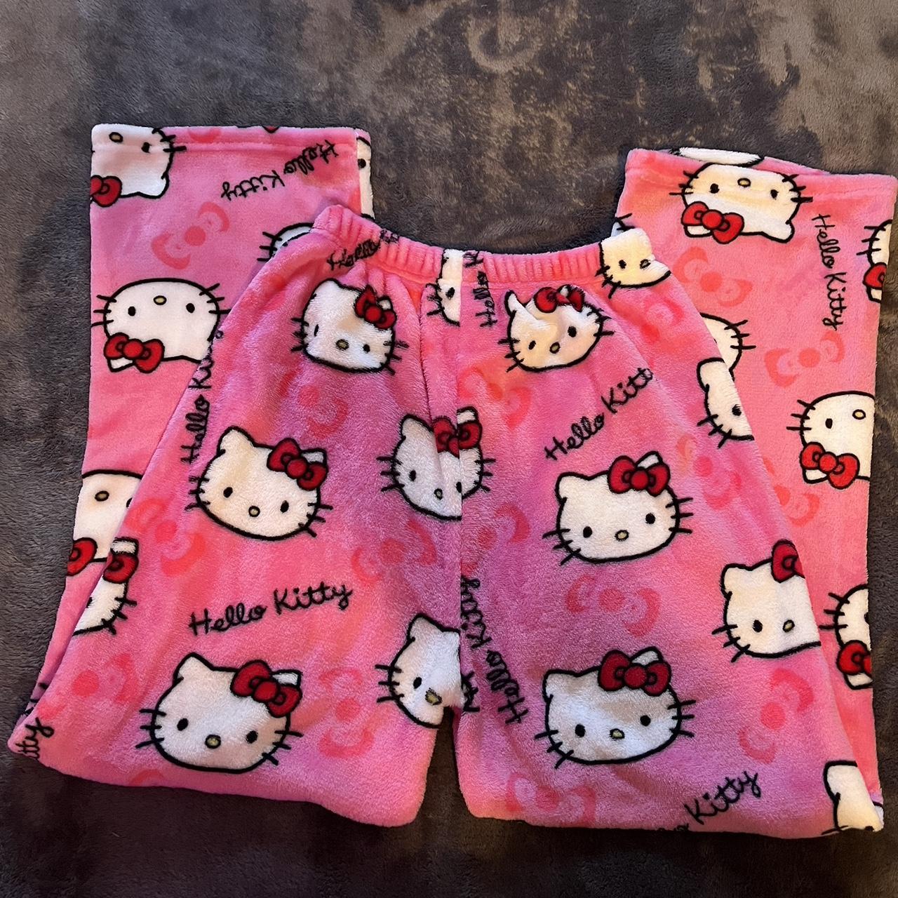 Hello Kitty plush pj pants, fit like a size... - Depop