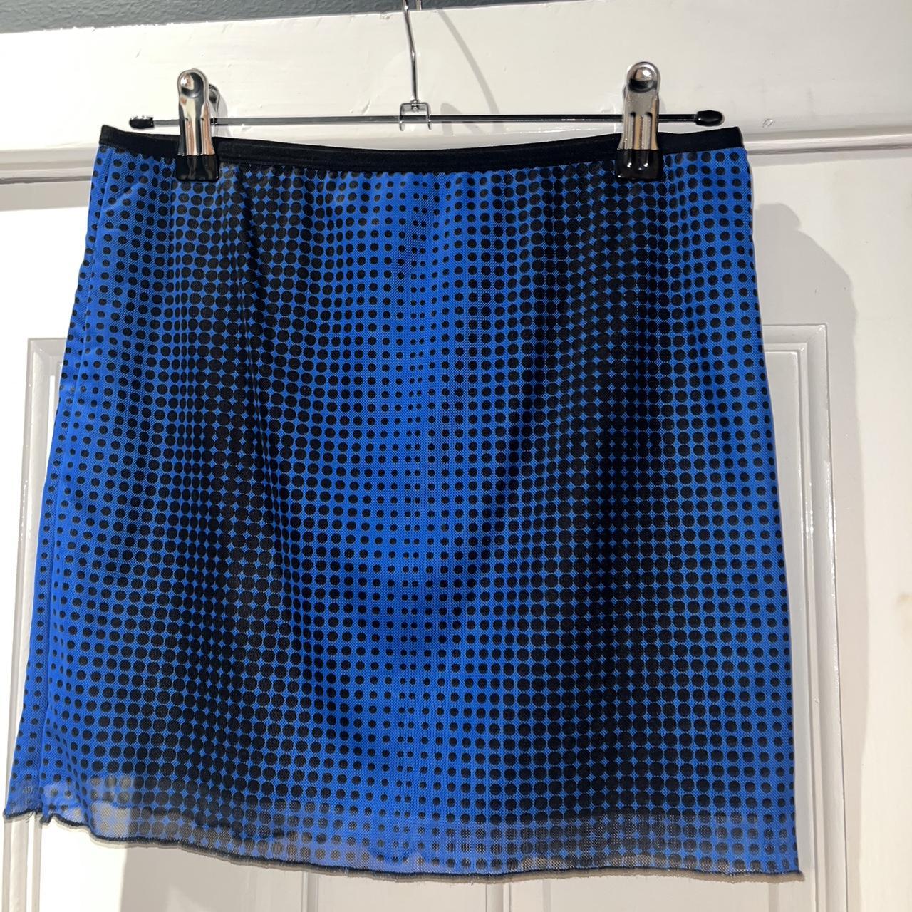 Blue and Black Mini Skirt from Edikted Bought to... - Depop