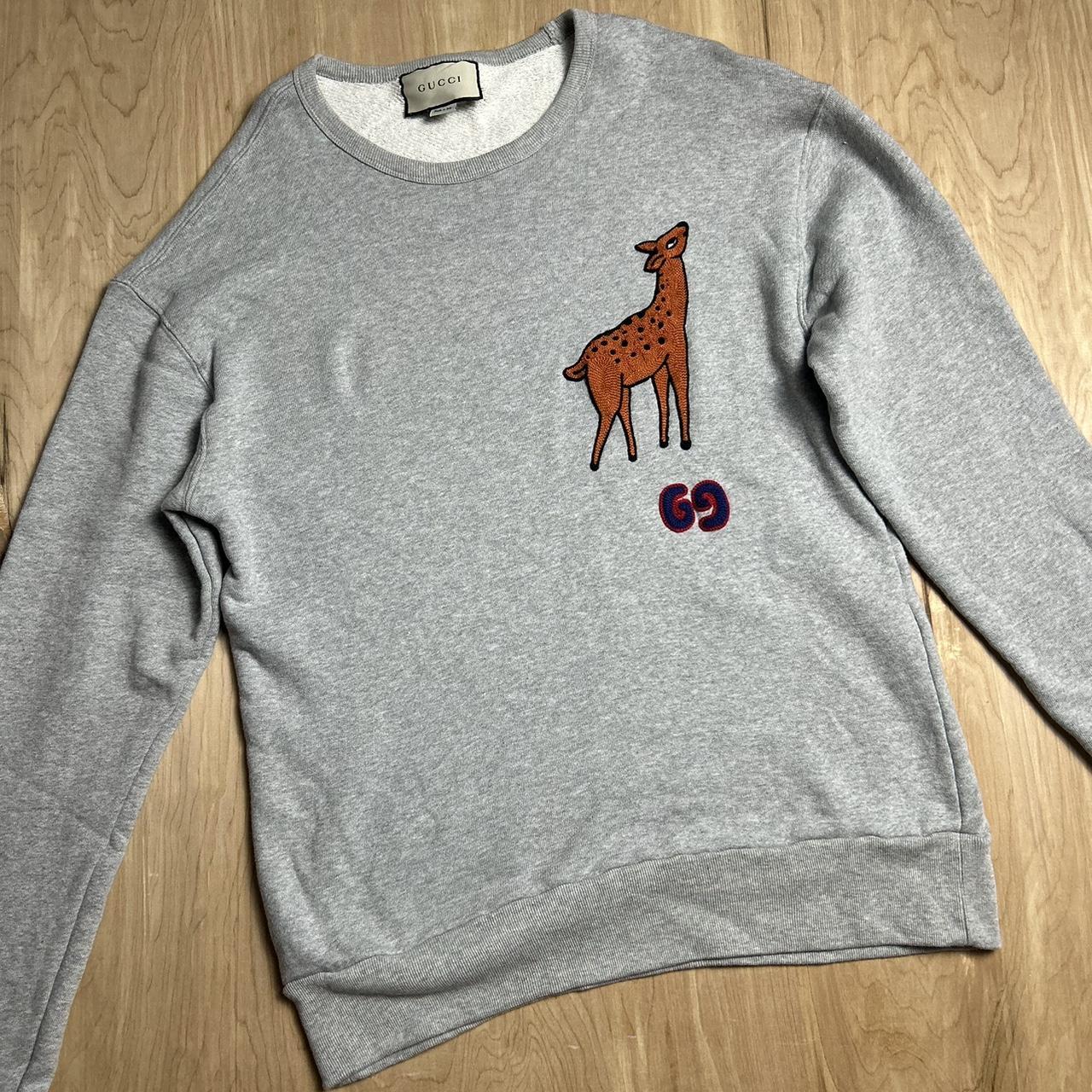 GUCCI Grey GG Deer Sweatshirt Long sleeve French