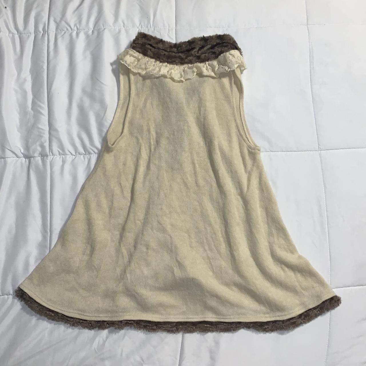 Axes Femme Cream & Brown Fluffy Fur Trimmed Tunic... Depop