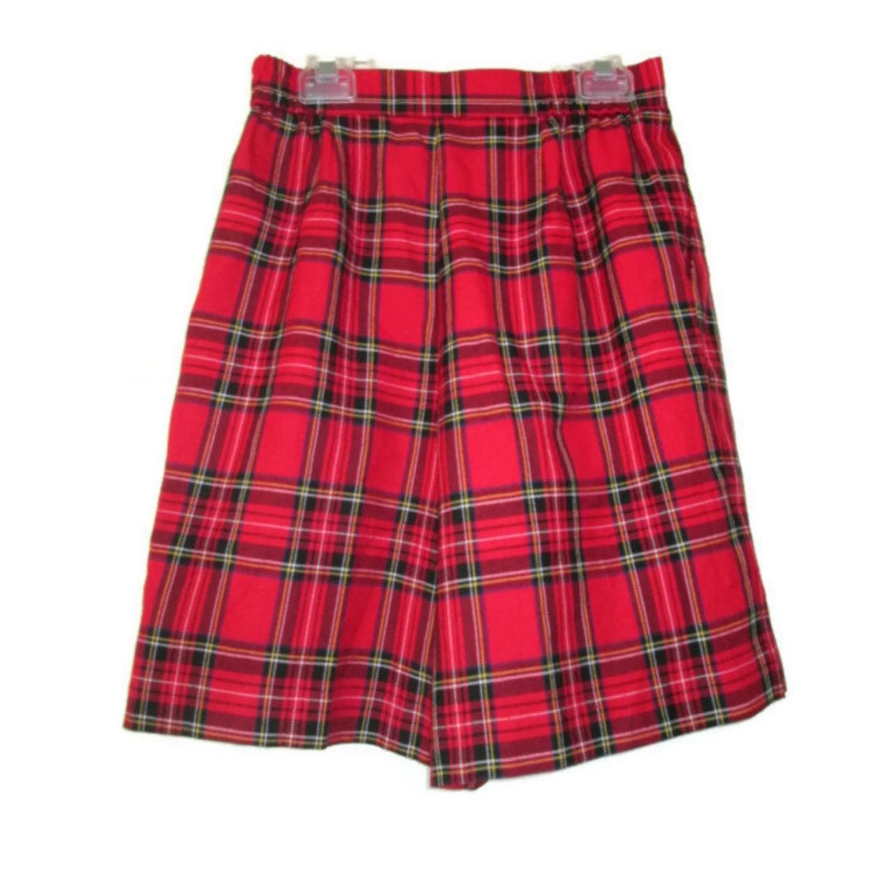 1990s vintage clueless red plaid shorts size extra... - Depop