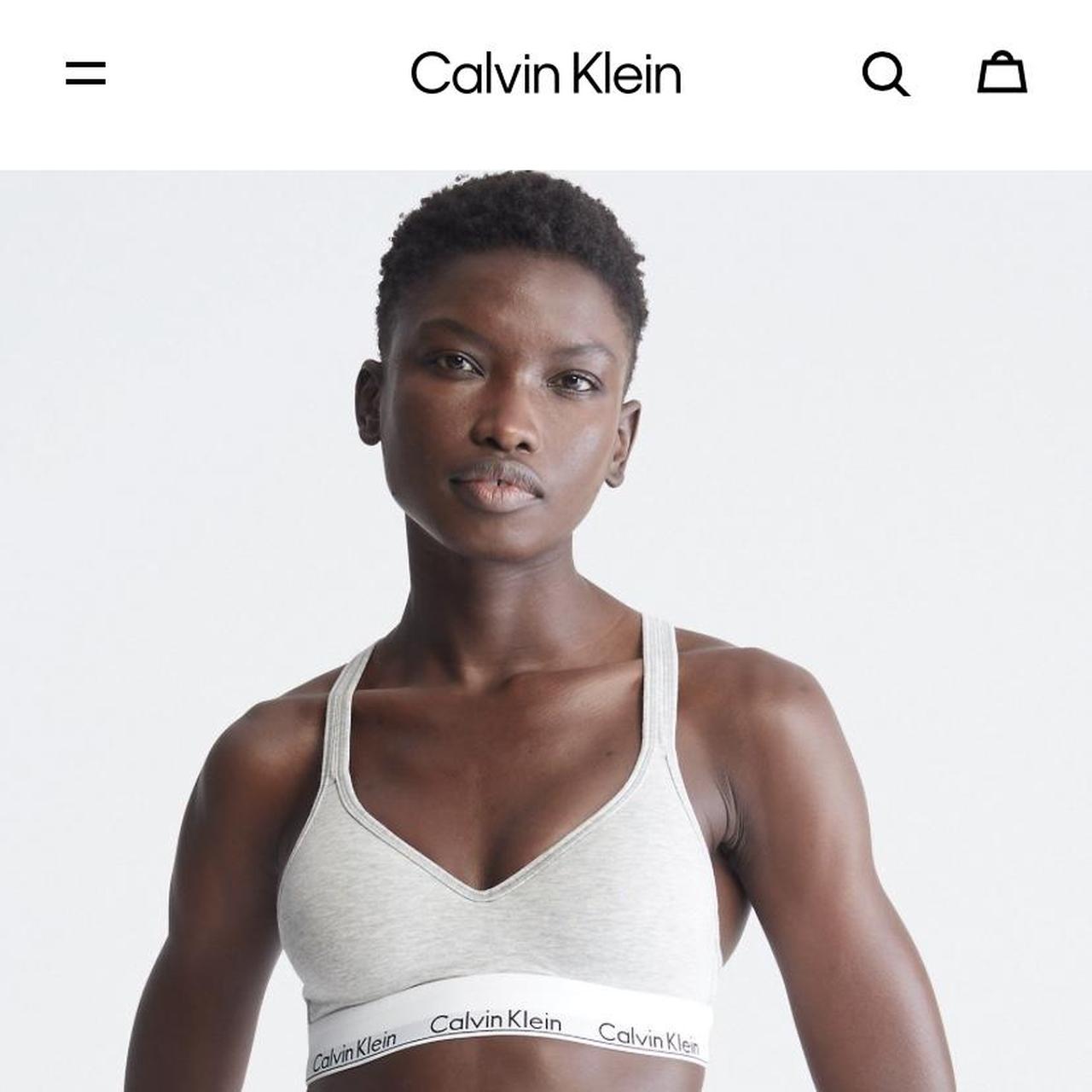 Iconic Calvin Klein cotton bralette in light blue. Depop