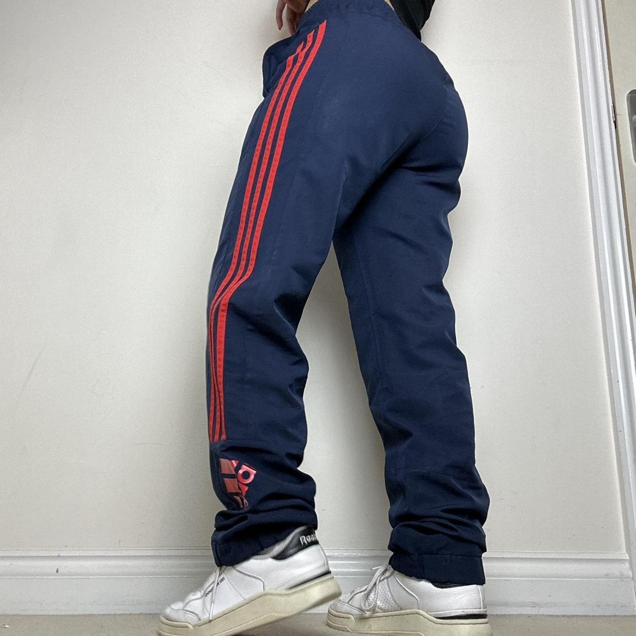 Adidas navy blue and red joggers / tracksuit... - Depop