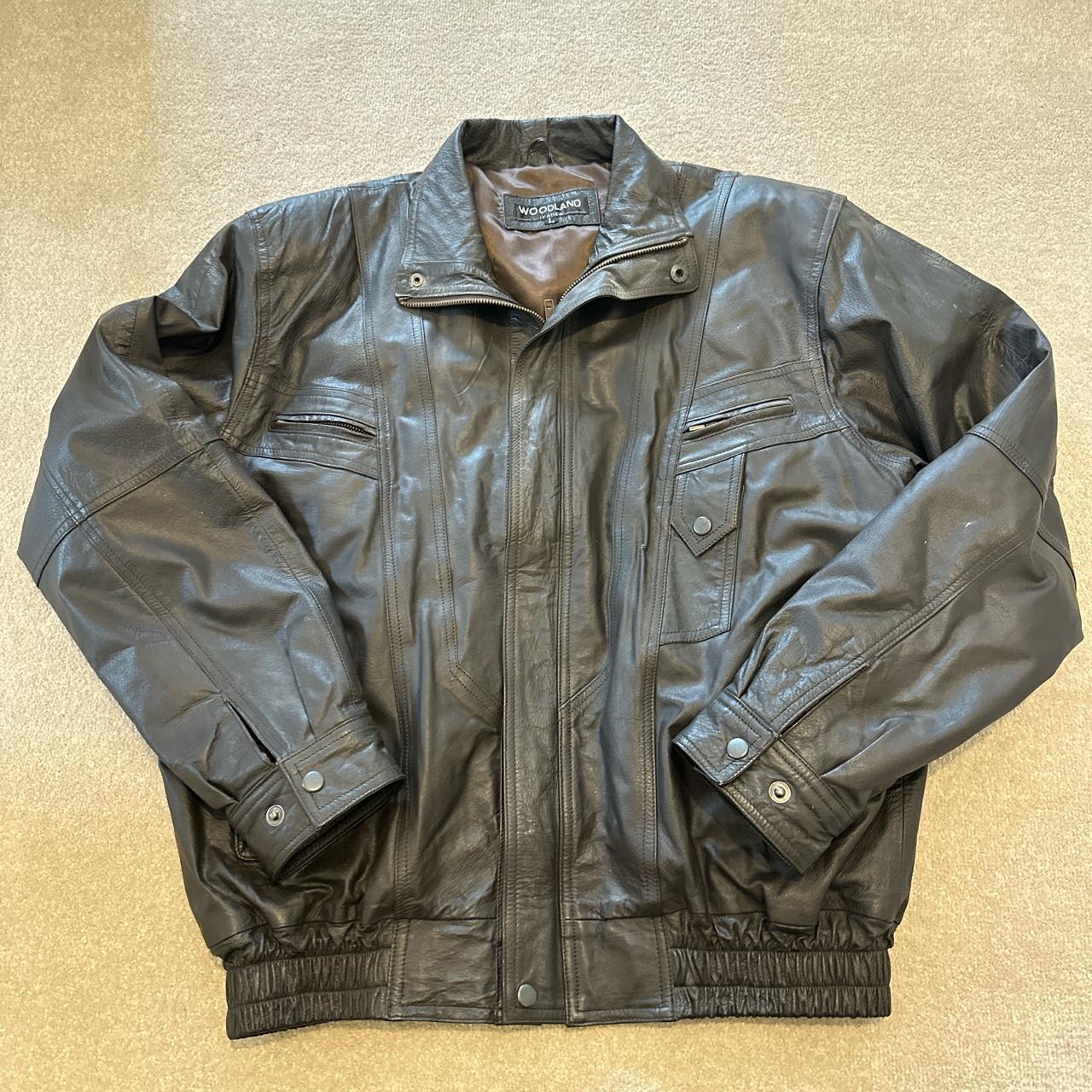 Vintage Brown Leather Oversized Bomber Biker... - Depop