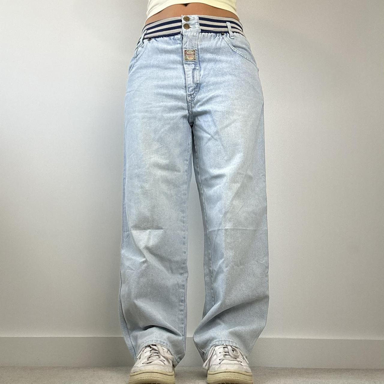Vintage slouch straight leg jeans in light wash... - Depop