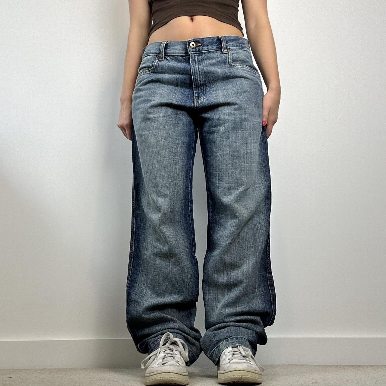 Vintage slouch straight leg jeans with washed effect... - Depop