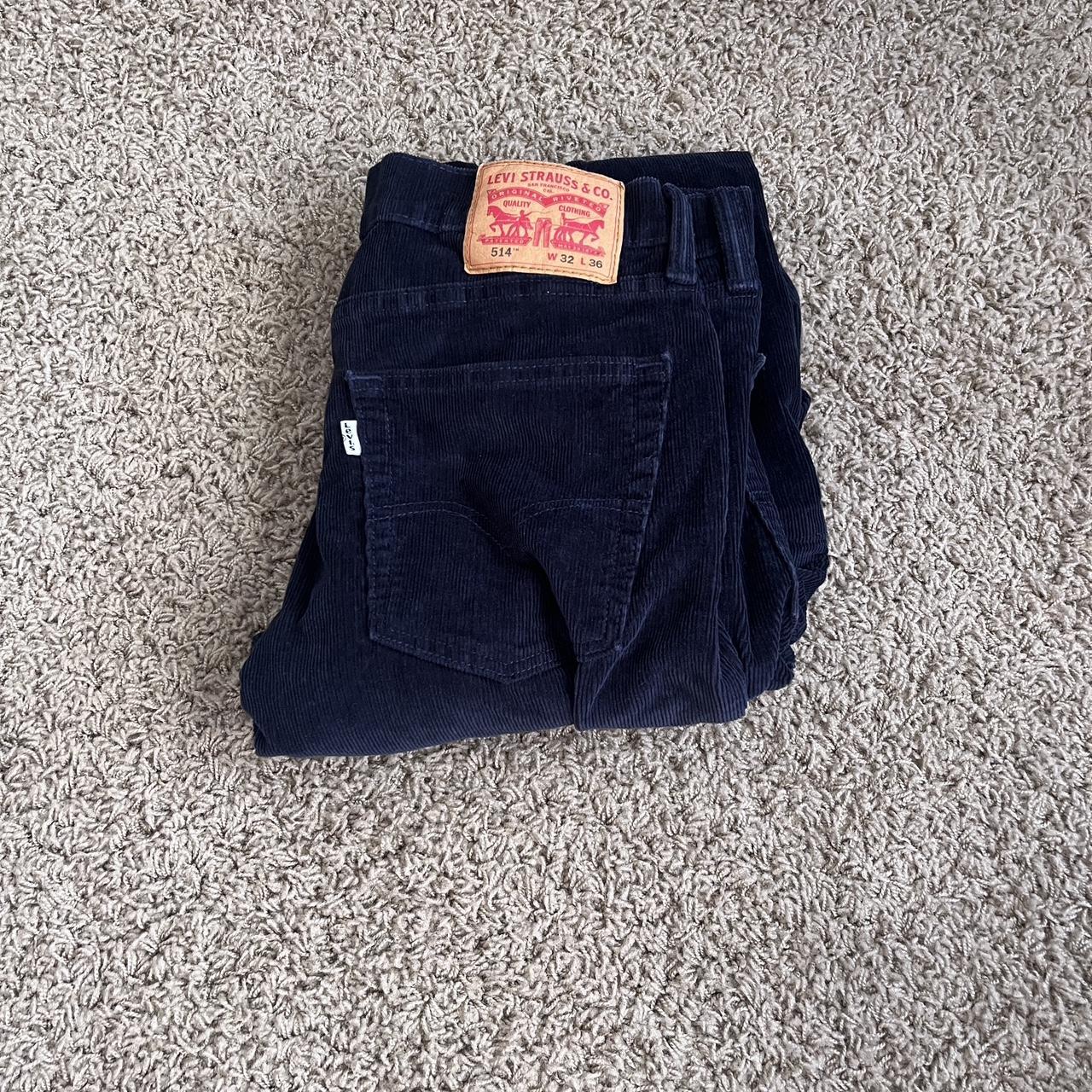 Navy blue vintage 514 Levi corduroy pants. 32x36... Depop