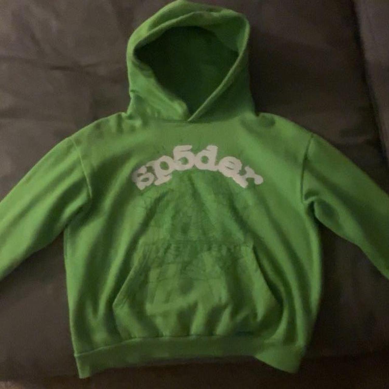 neon green spider hoodie great condition only worn... - Depop