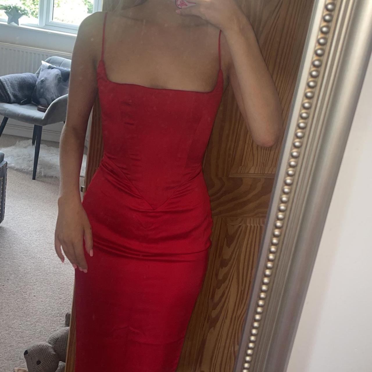 house of cb anais scarlet satin corset midi Depop