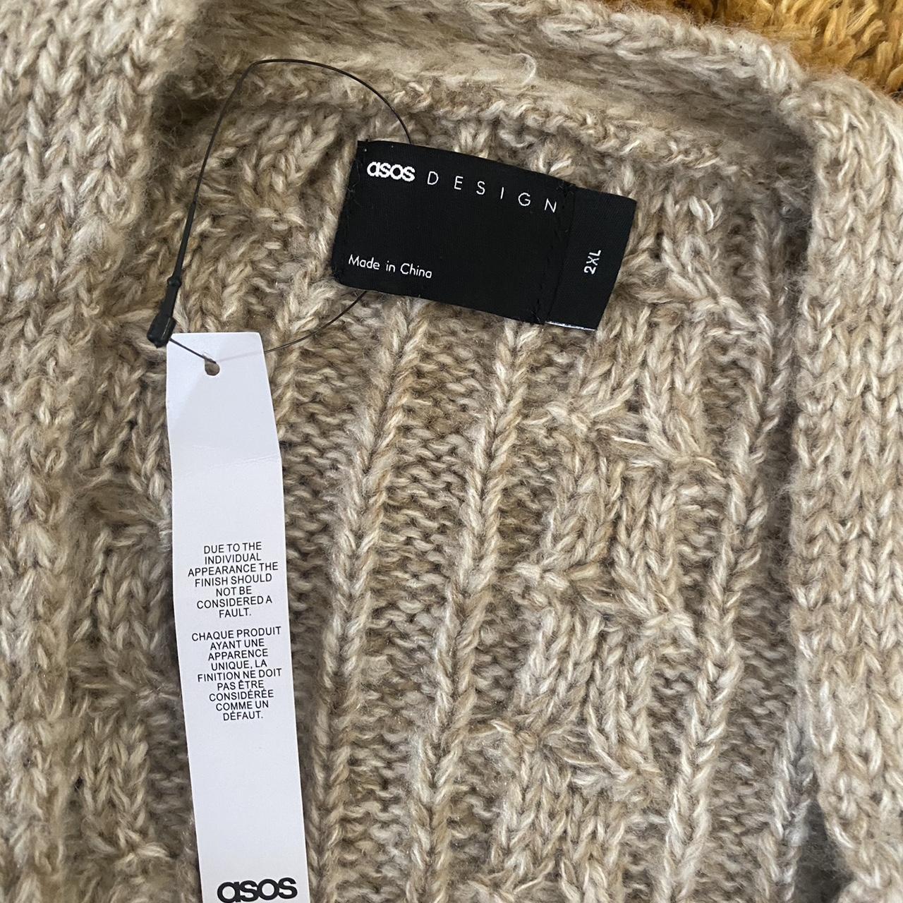 Asos Design Cable Knit Longline Cardigan in Oatmeal... - Depop