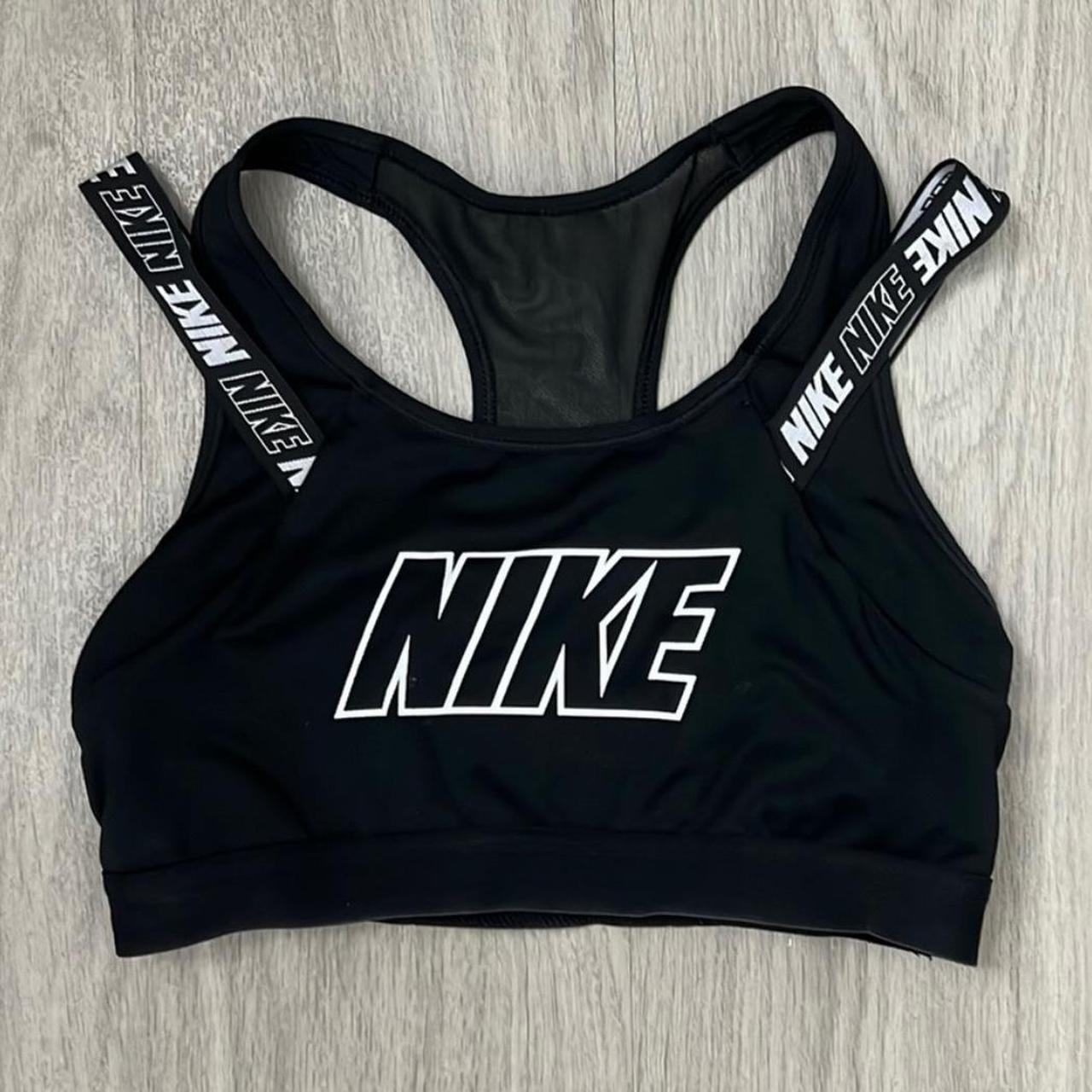 Nike black and neon pattern Sports Bra Good - Depop