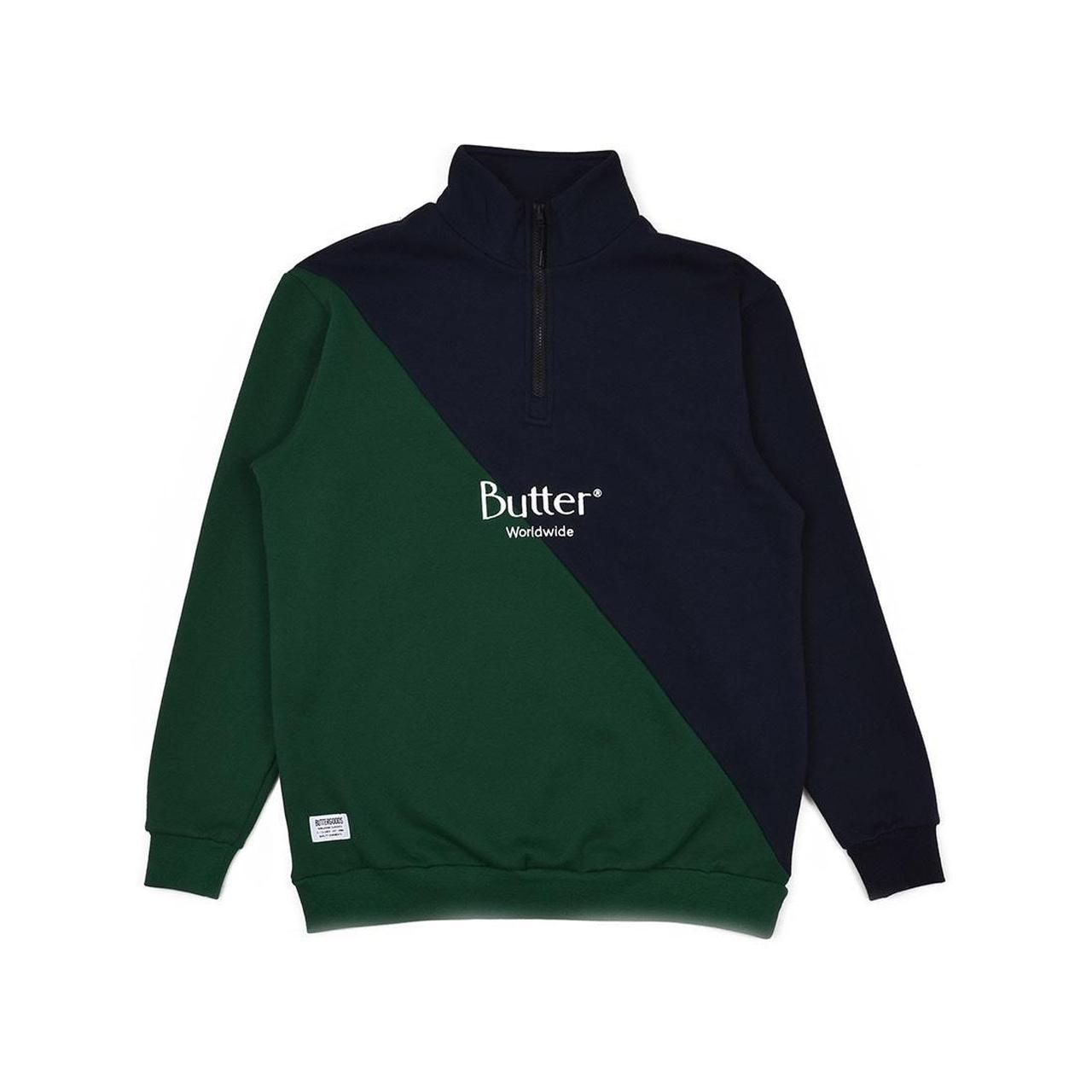 Butter Goods Men's Blue and Green Jumper Depop