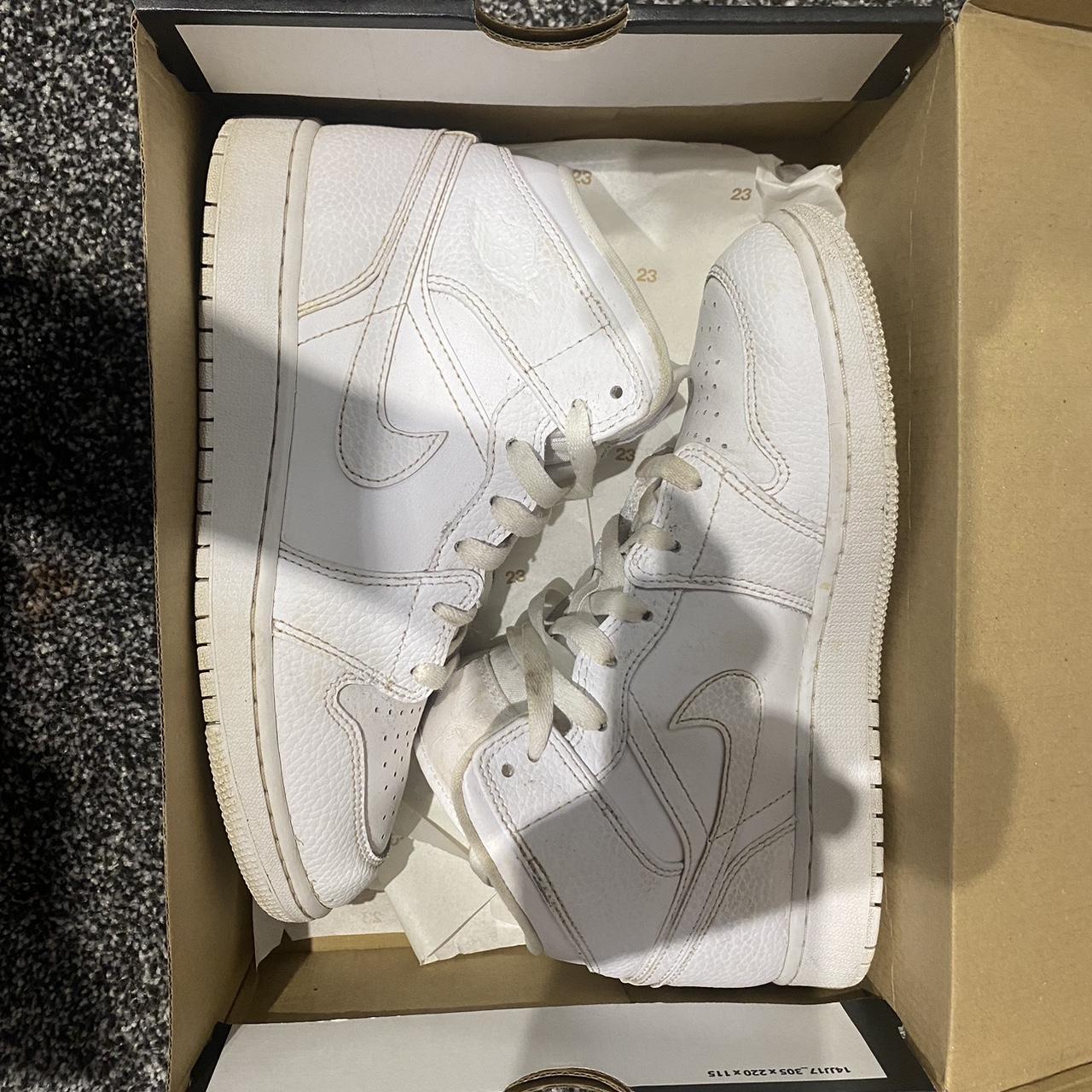 triple white jordans 1