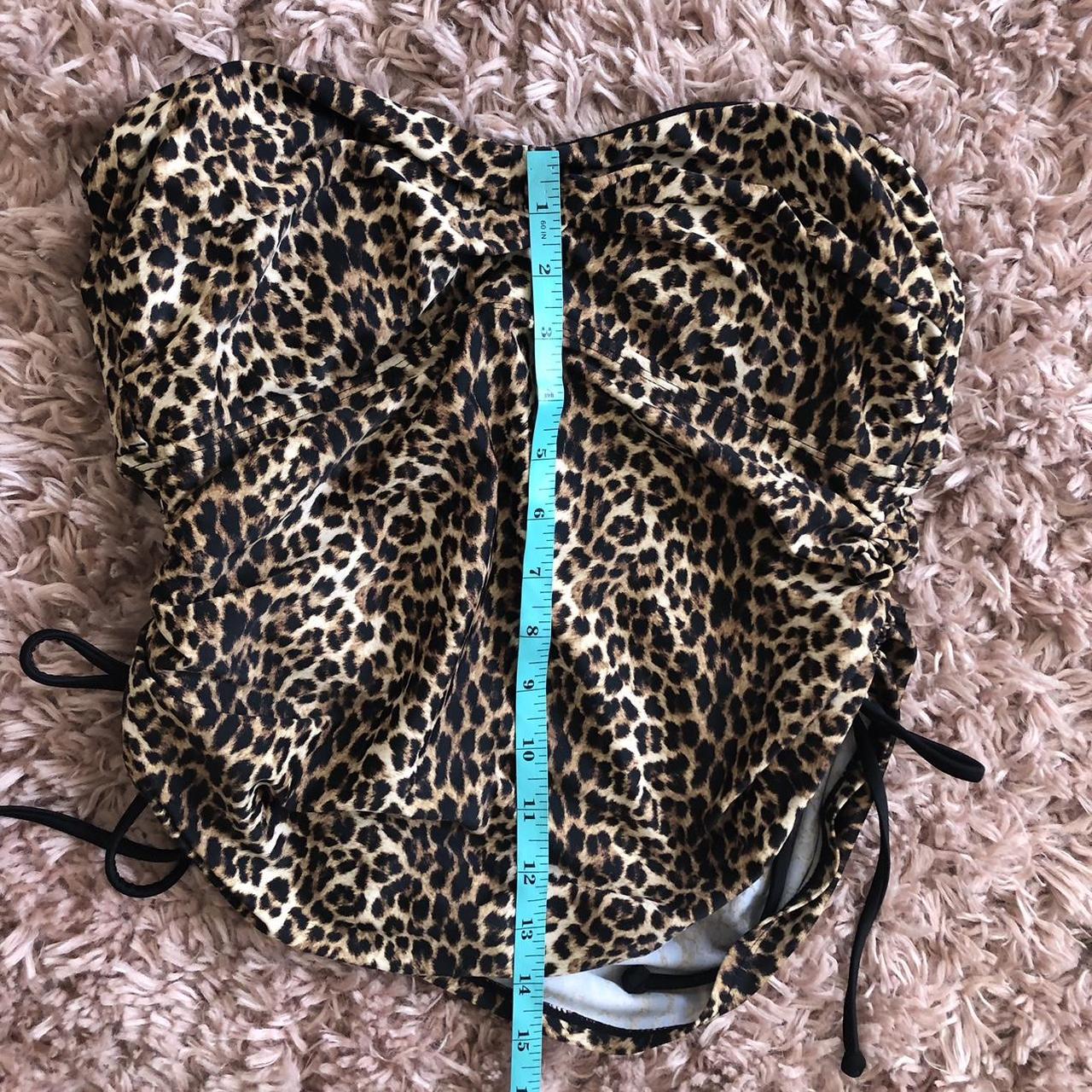 Leopard print tube top with adjustable ruched sides... - Depop