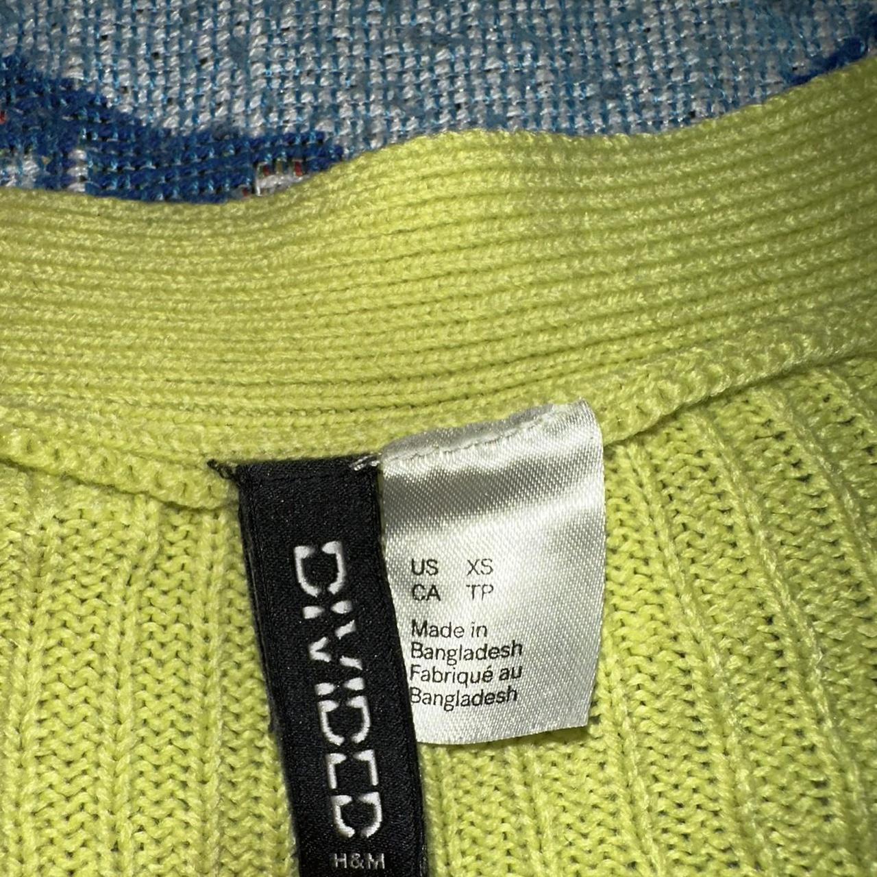 H M lime green cropped sweater Size XS Depop