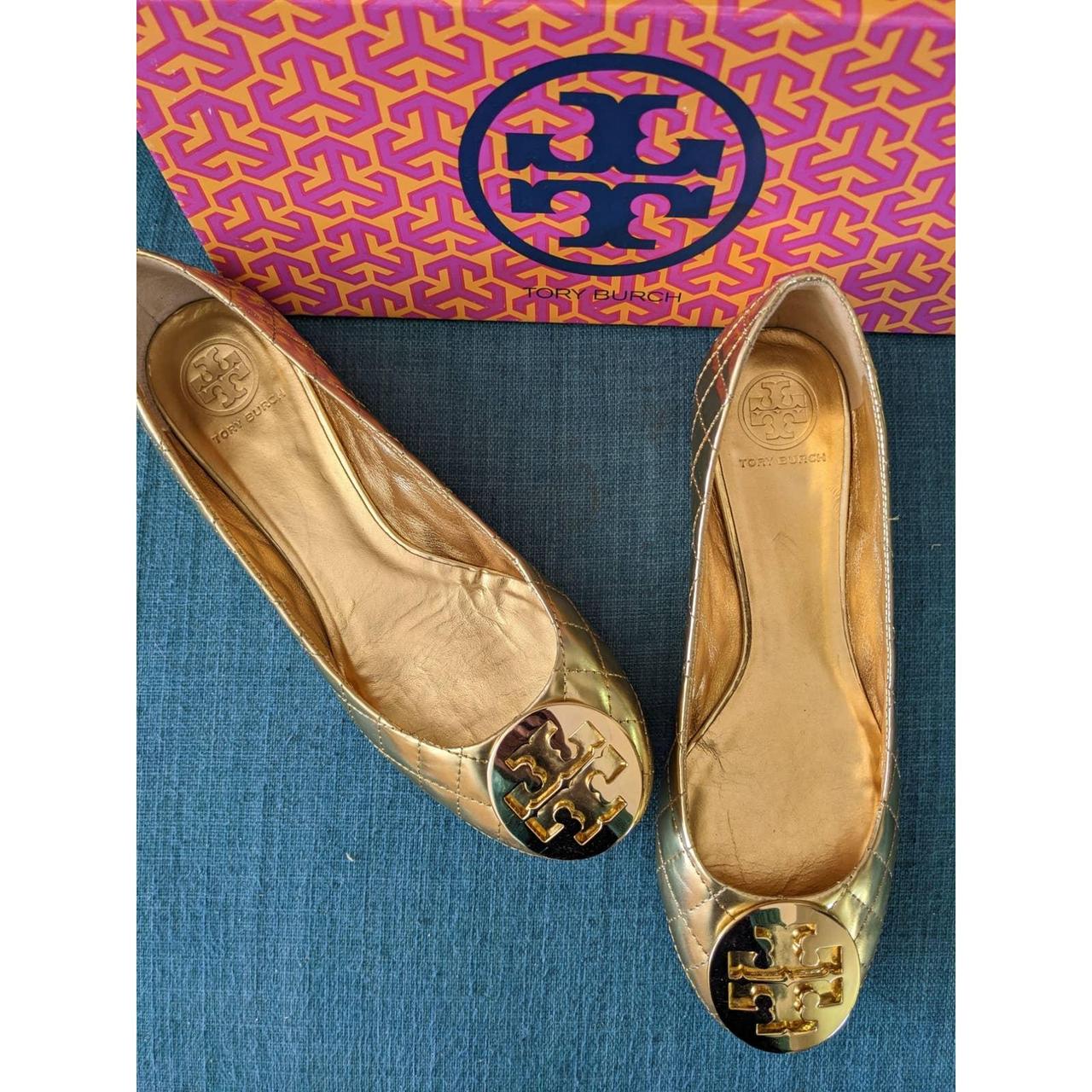 Tory Burch Women's Gold Ballet-shoes | Depop