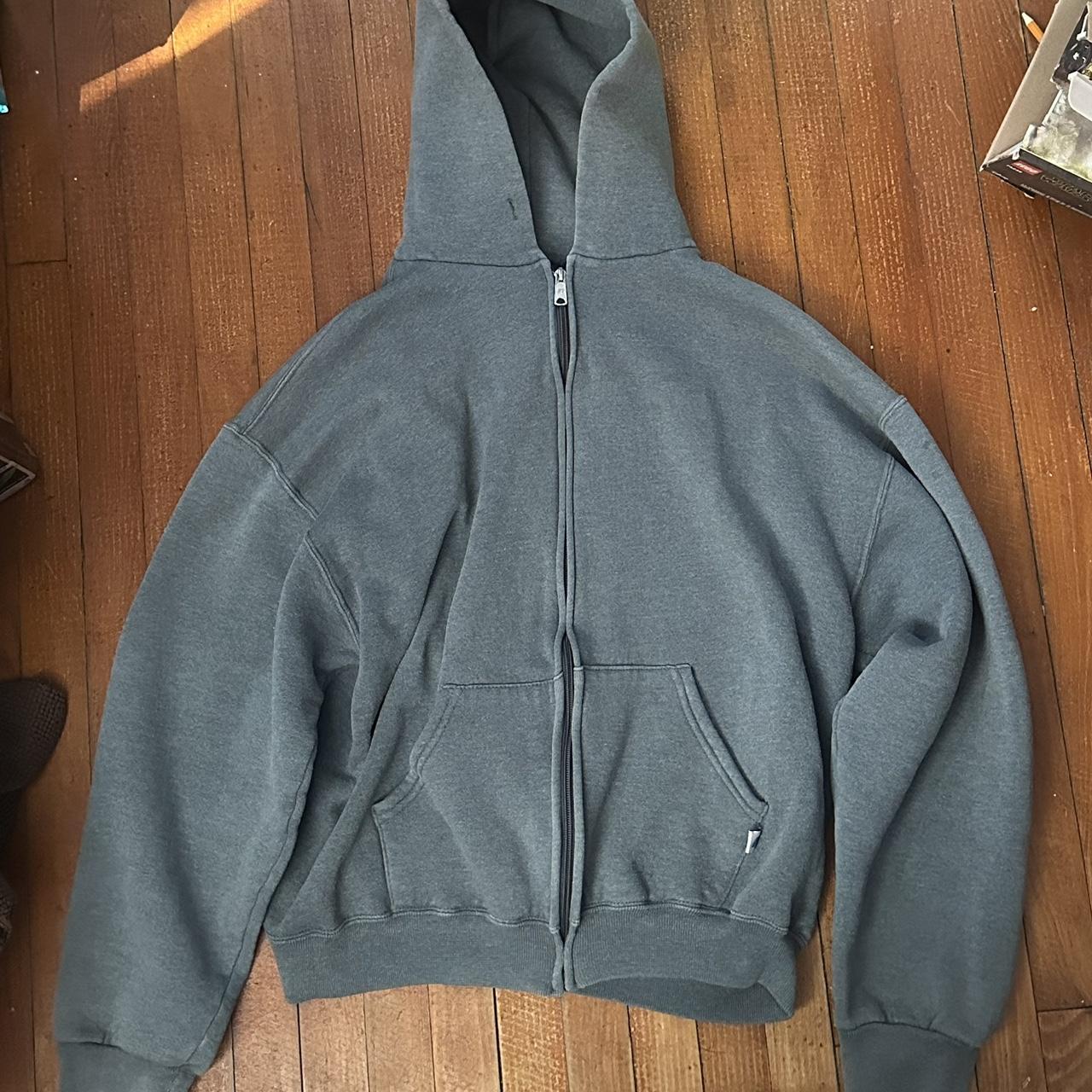 Vintage Grey Russell Zip Up Hoodie 23x25 Essential... - Depop