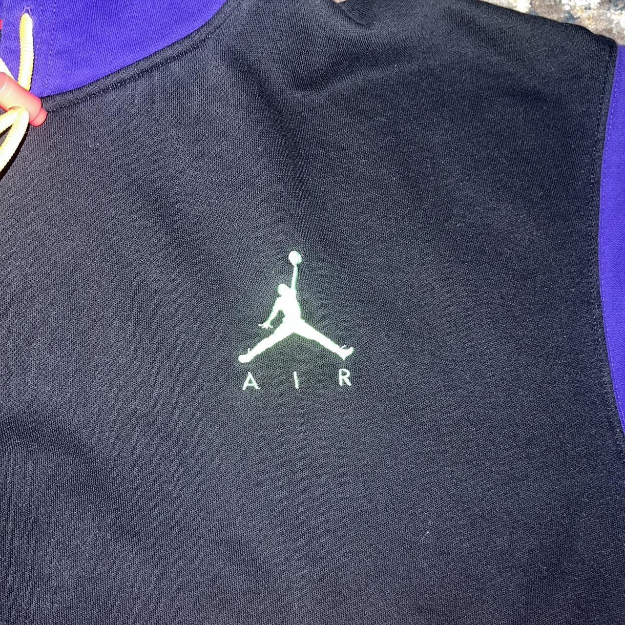 Black and Purple Air Jordan Hoodie Size Large Depop