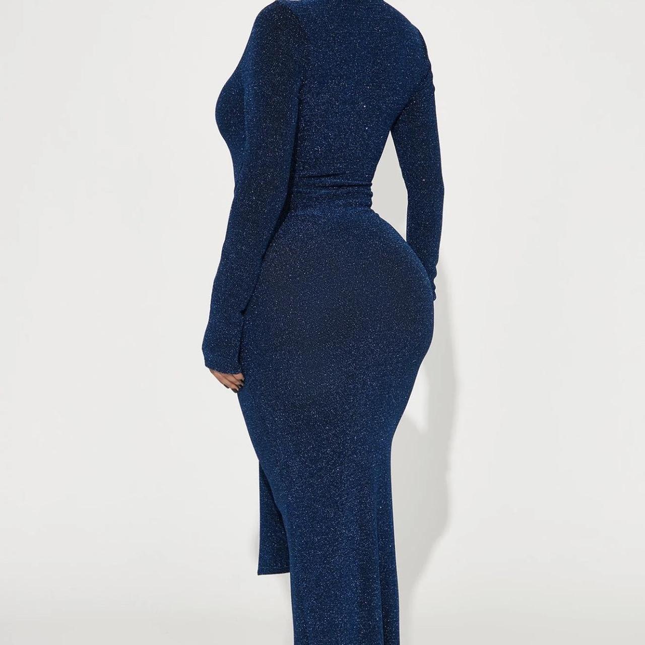 Fashion Nova Women's Blue Dress Depop