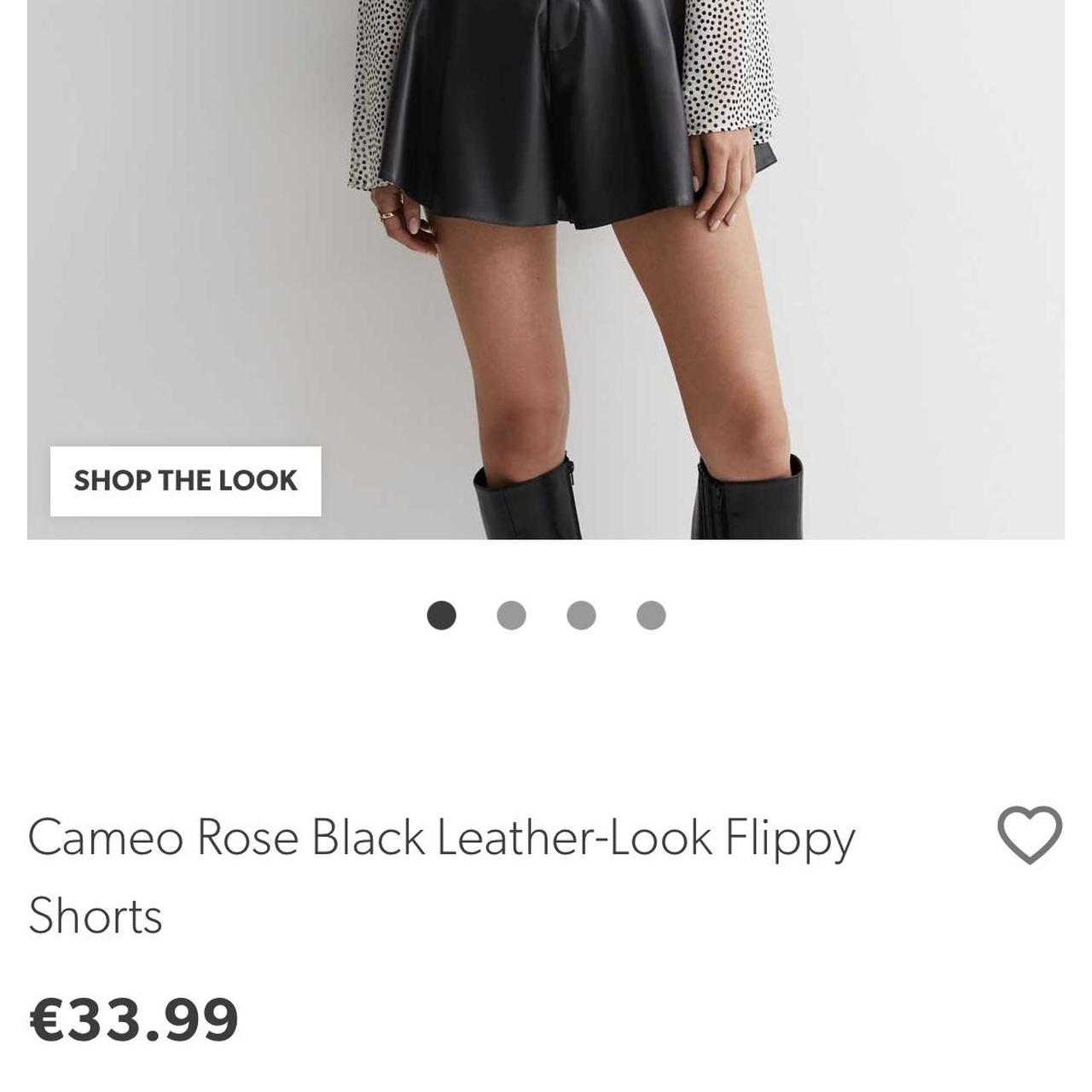 Cameo Rose Black Leather-Look Flippy Shorts