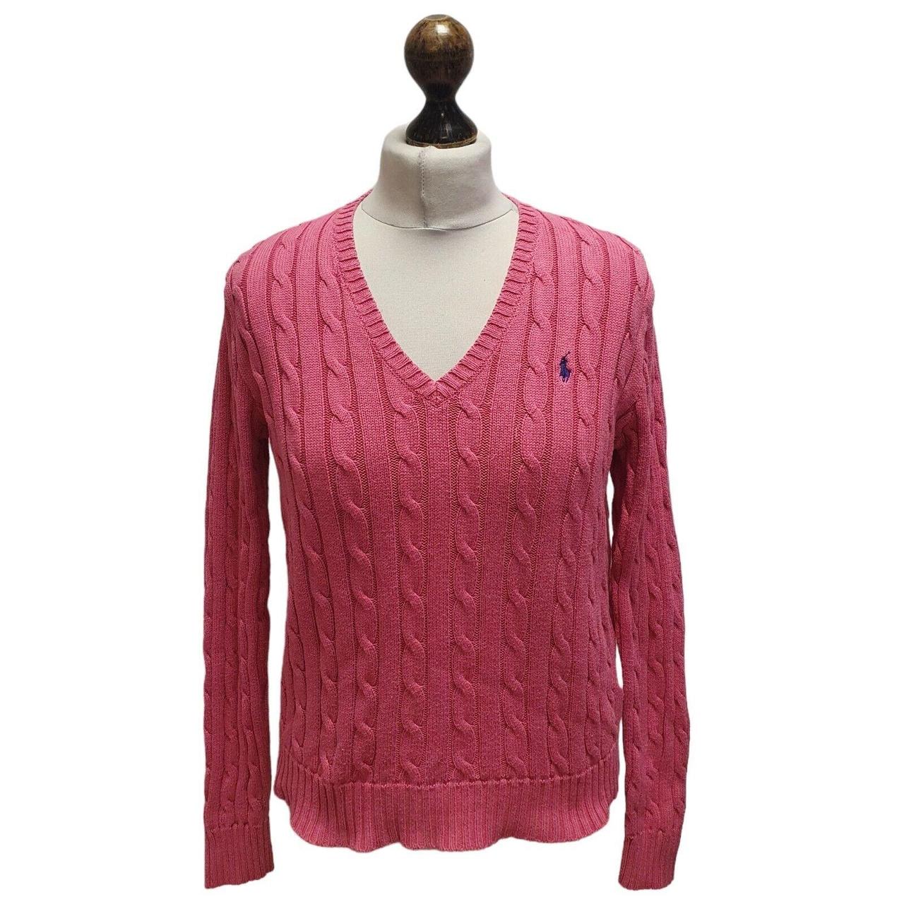 Ralph Lauren Pink V-neck Casual Jumper Uk Women's... - Depop