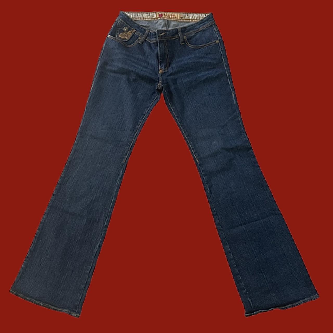 Apple Bottoms Women's Navy and Blue Jeans Depop