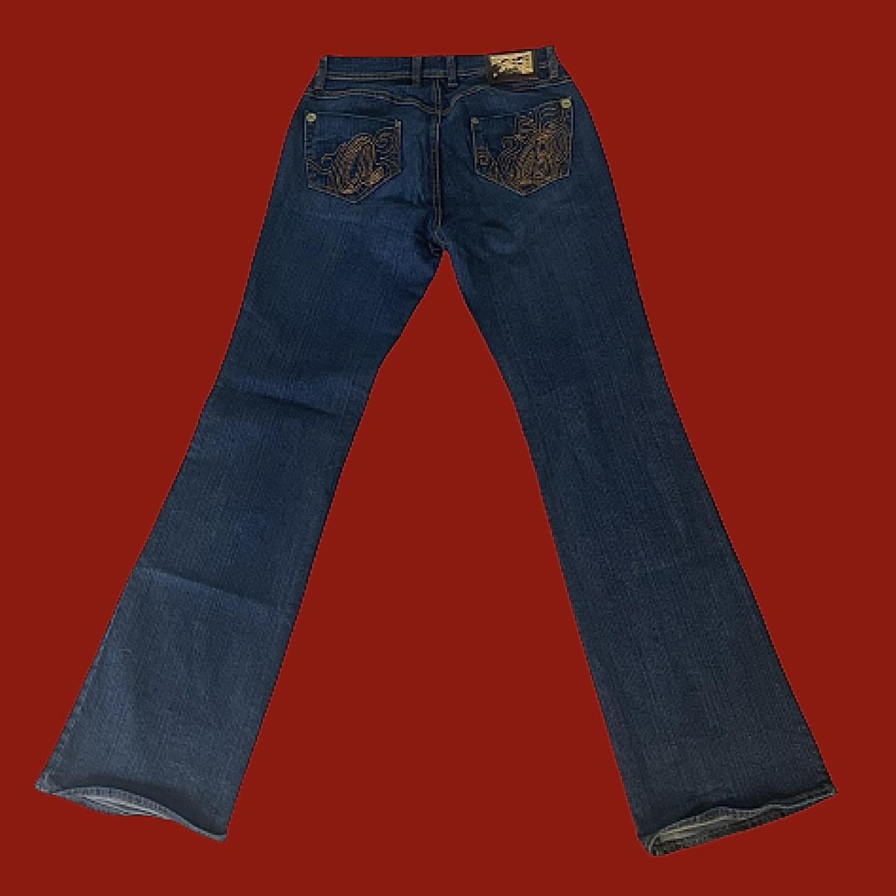 Apple Bottoms Women's Navy and Blue Jeans Depop