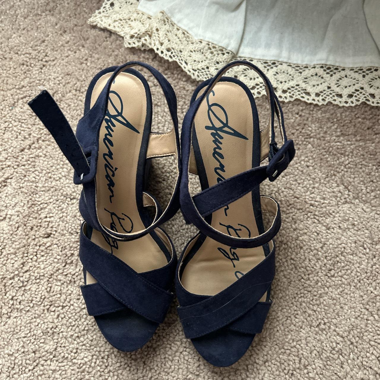 Cute navy sandal heels - Depop