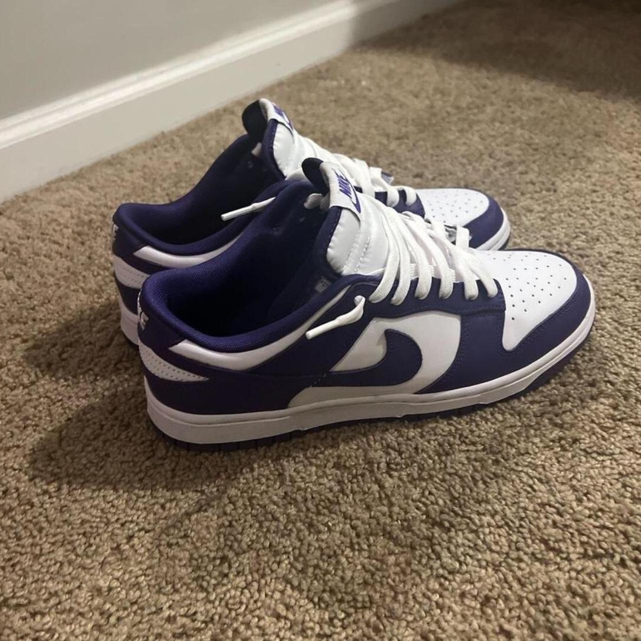 black white purple dunks
