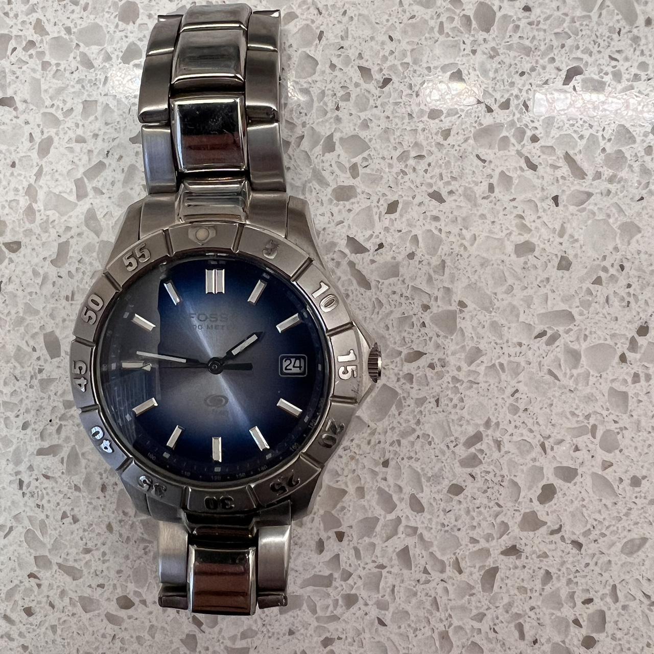 Silver and blue fossil on sale watch