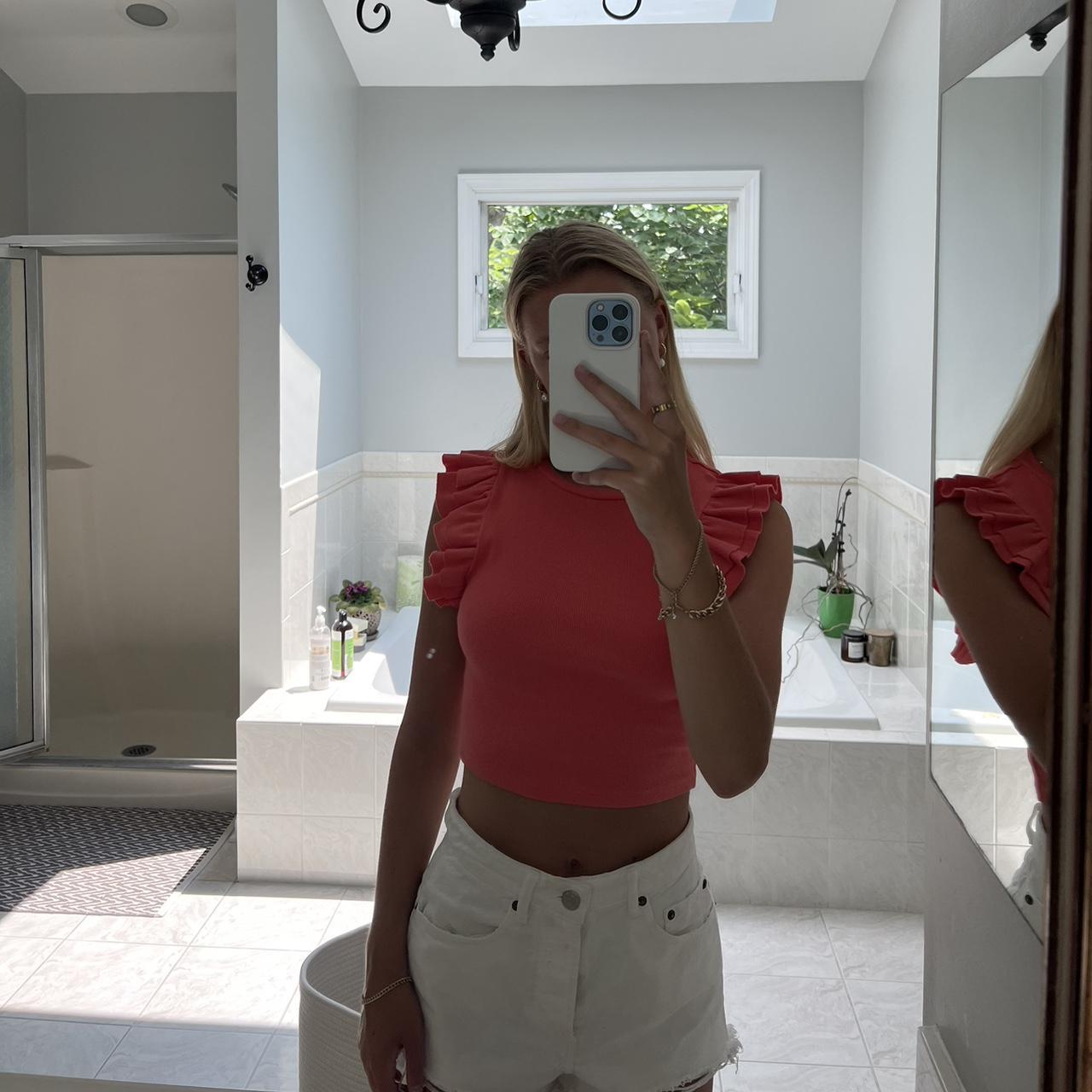 Pink Zara ruffle top! Depop