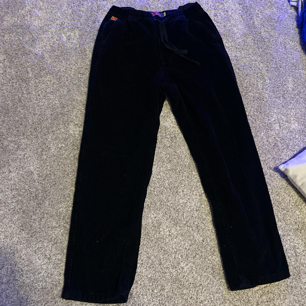 black corduroy empyres small, ripped part on... - Depop
