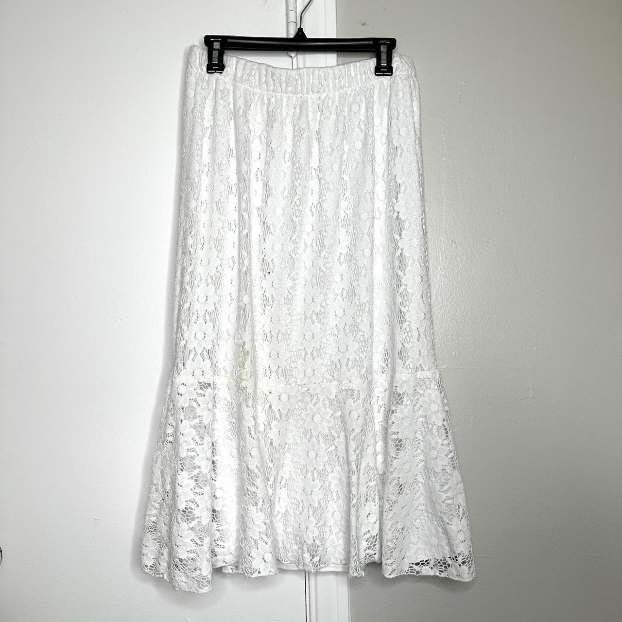 White Lace Skirt - Depop