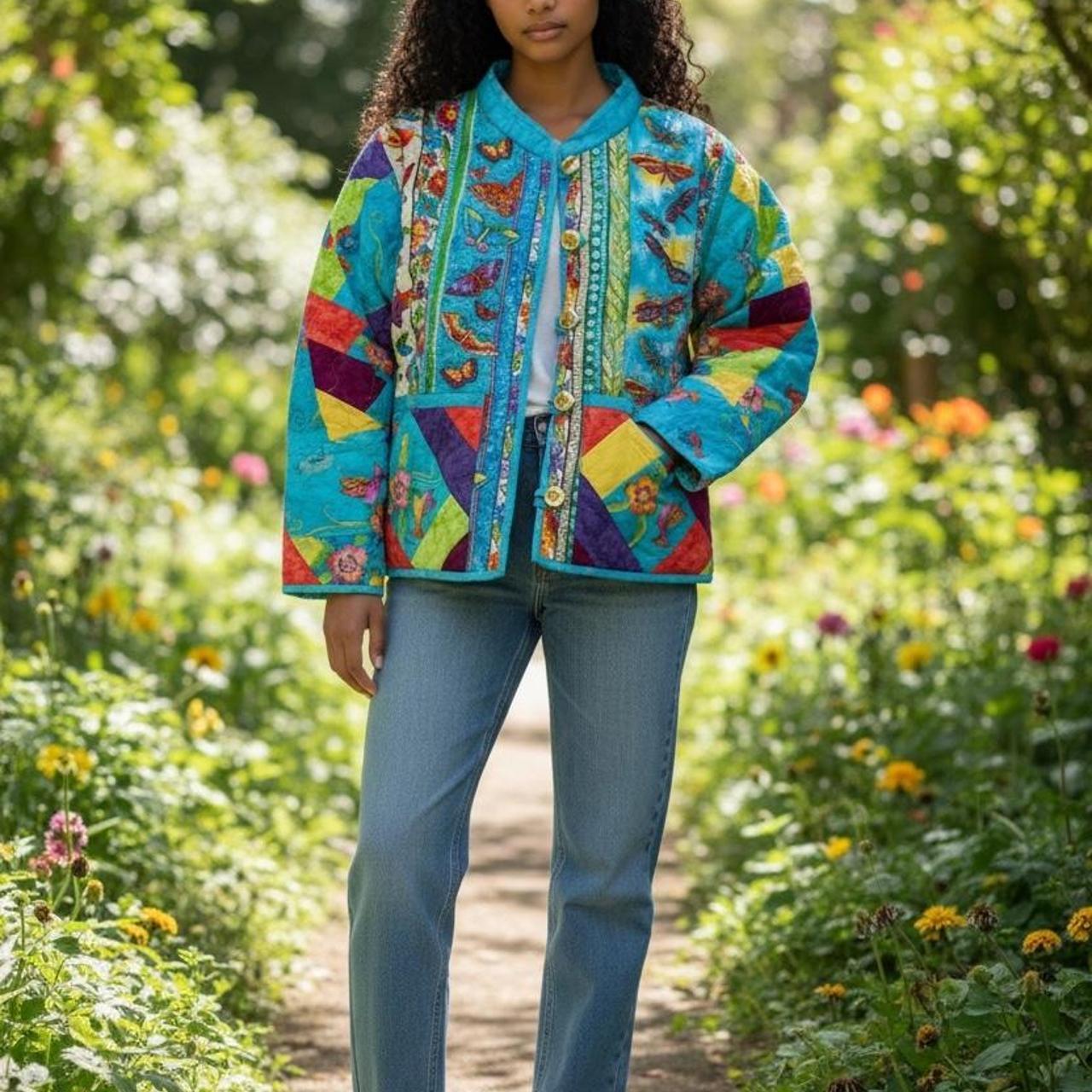 Women's Jacket - Multi - M – Colorful Patchwork J… - image 2