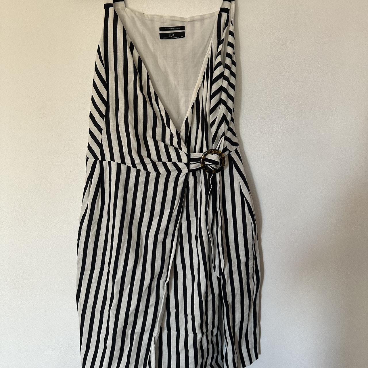 Cue Black and white striped dress with a wrap. Depop